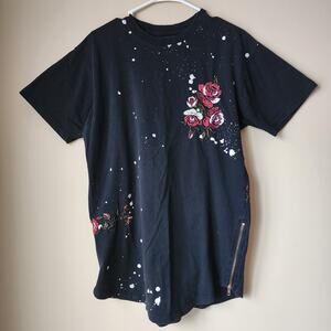 Bleecker & Mercer Shirt Mens Sz Large Paid in Full Embroidered Black Streetwear